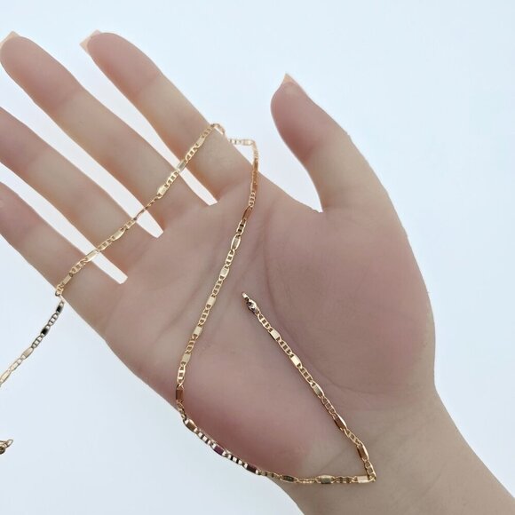 Rose Gold Figaro Chain Necklace with High Polish Finish - 44cm, XPNL0054 - Picture 12 of 12